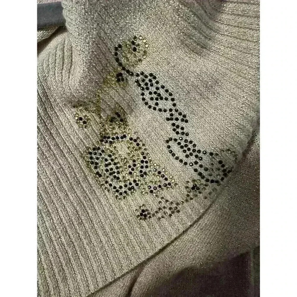 Vintage Y2K Ed Hardy V Neck Long Sleeve Top Sweater Skeleton Embellished Bling - Picture 6 of 8